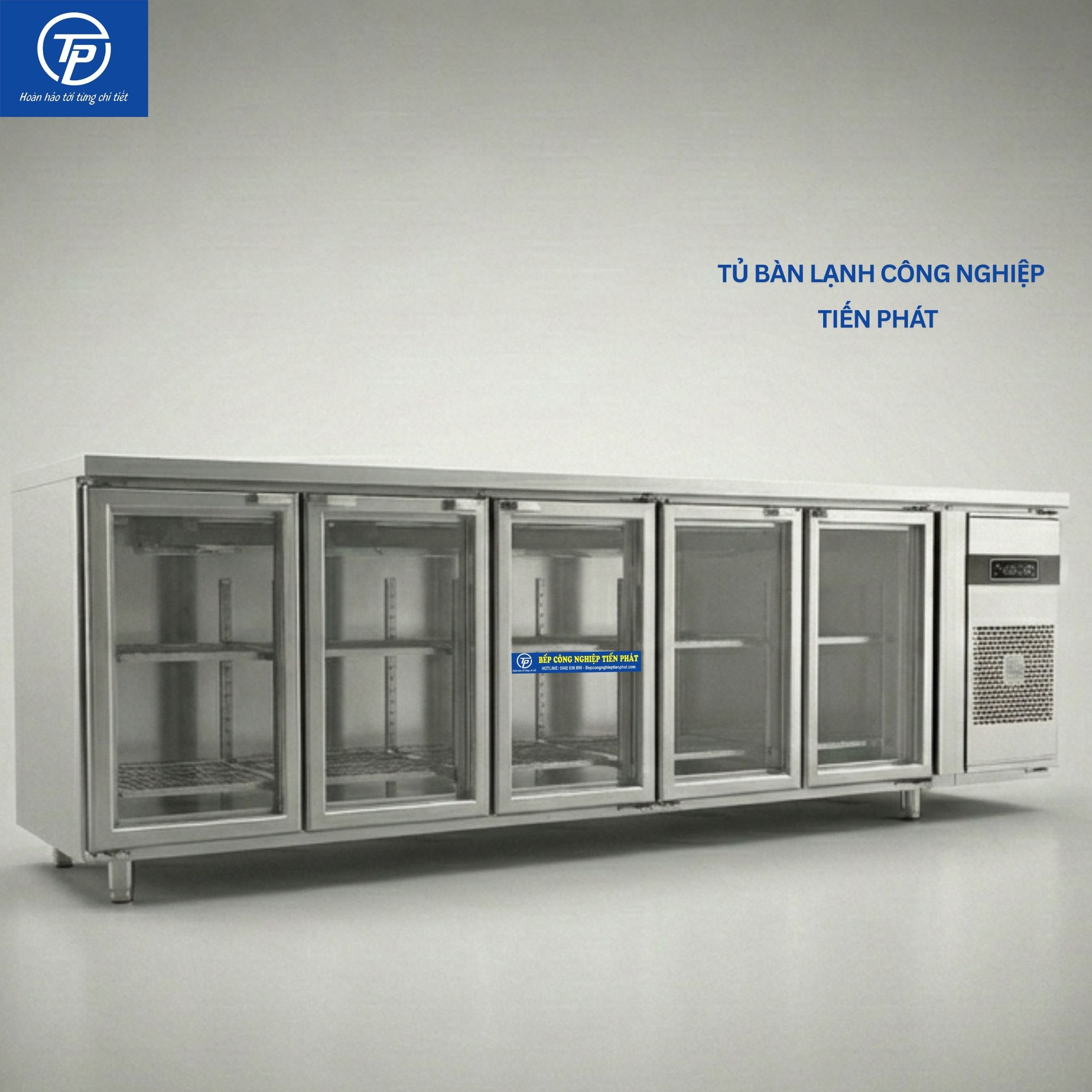 Tủ Bàn Lạnh 5 Cánh Kính